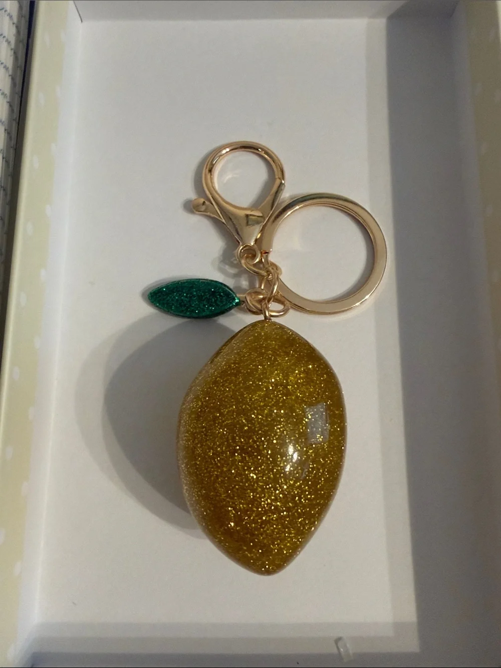 Gold Glitter Lemon Bag Charm- NWOT